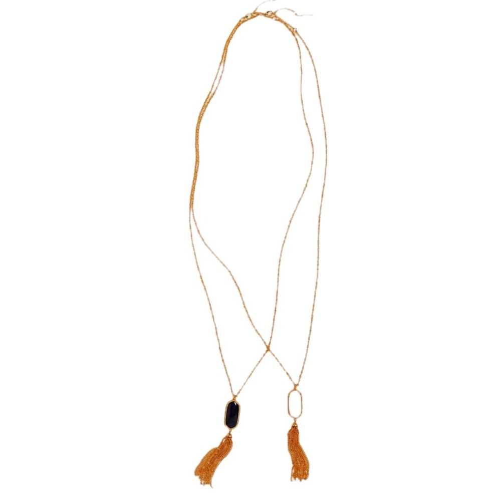 BP by Nordstrom Two Tassel Pendant Necklaces Goldtone Lobster Clasp GR8 GIFT NWT